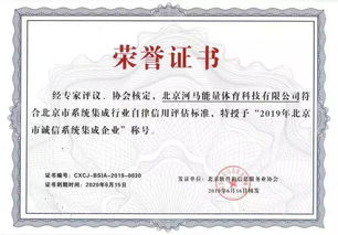 河马能量hao球荣膺2019年北京市诚信系统集成企业认证